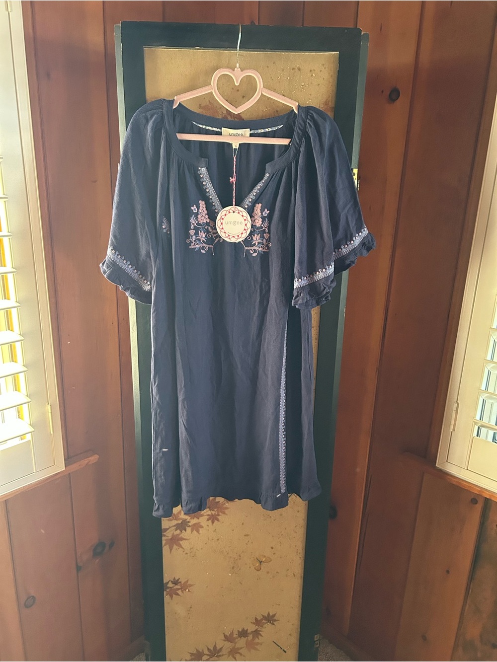 Umgee Navy Embroidered Mini Dress